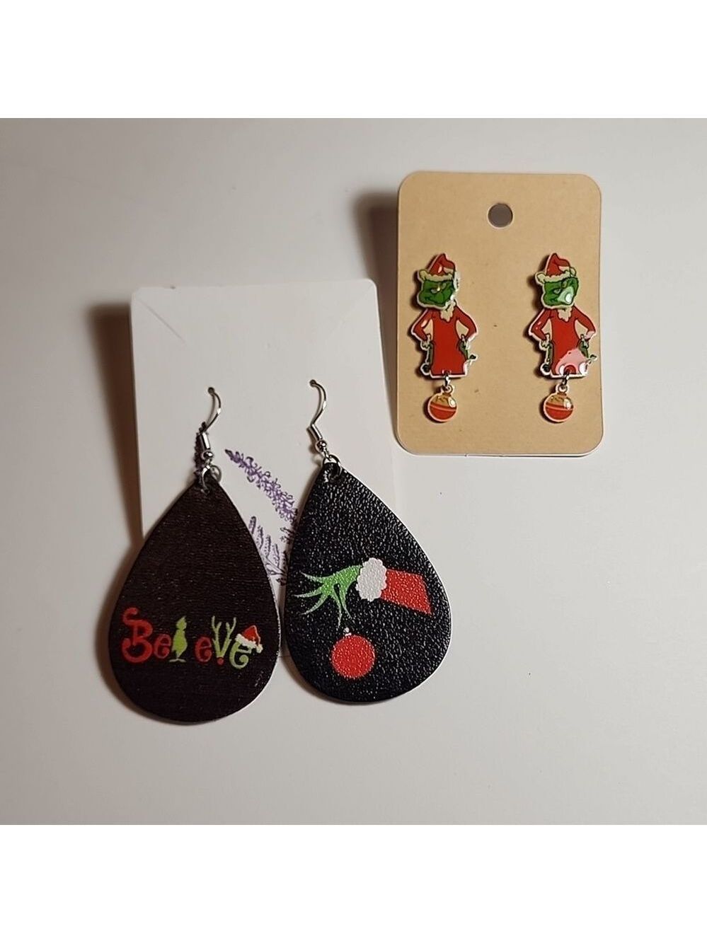 2 Pair Grinch Inspired Earrings
